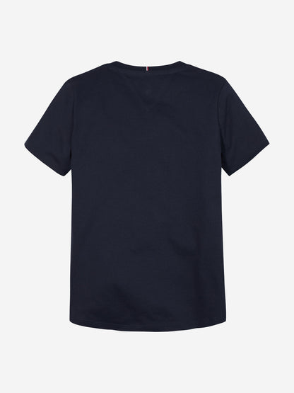 Girls Script Logo Slim T-Shirt in Navy