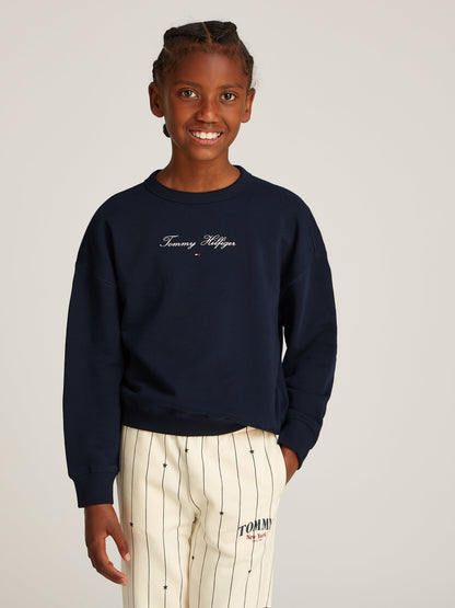 Girls Logo Script Sweatshirt in Navy