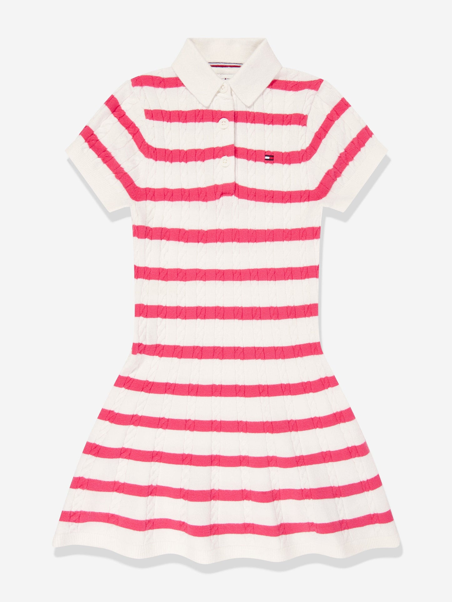 Girls Striped Polo Dress in Pink
