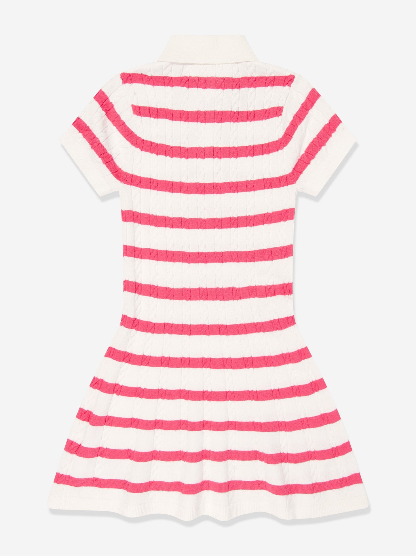 Girls Striped Polo Dress in Pink