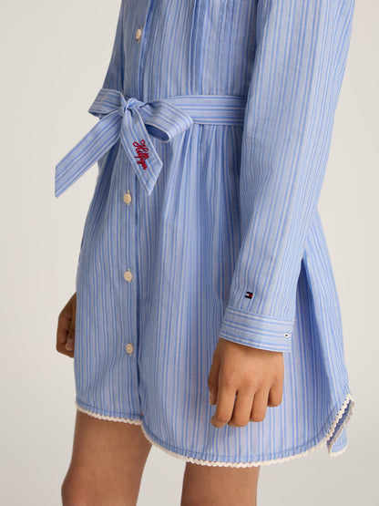 Girls Striped Shirt Dress in Blue