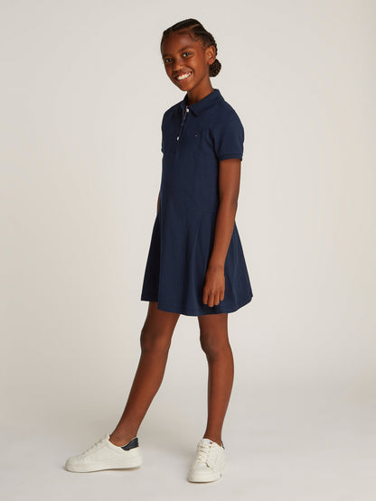 Girls Polo Dress in Navy