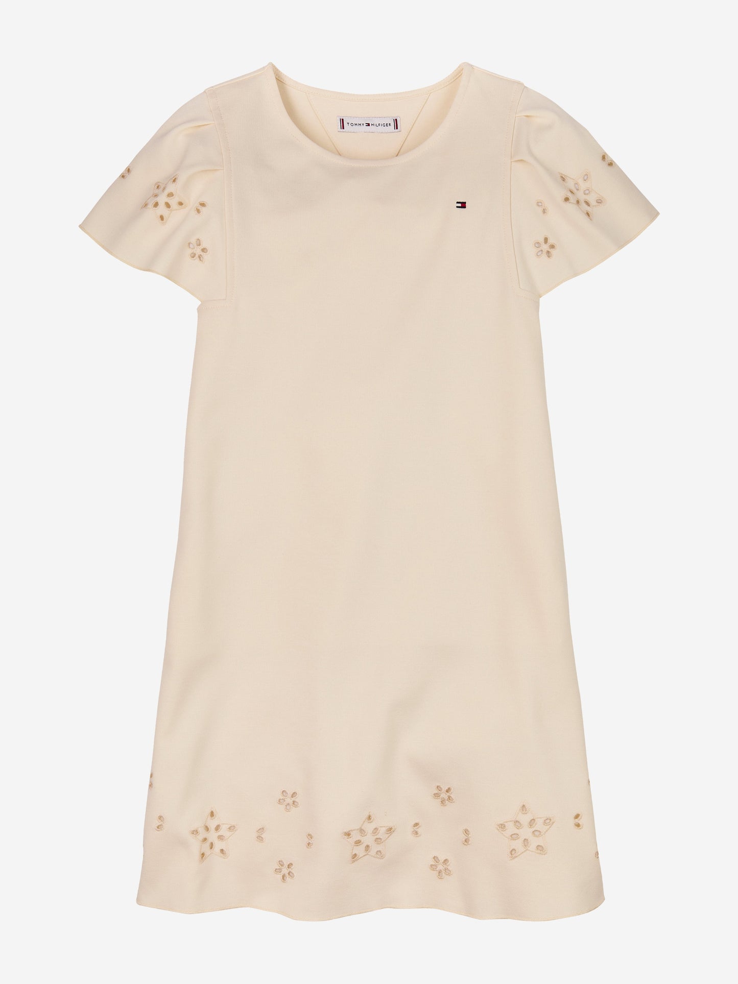 Girls Embroidered Flutter Dress in Ivory