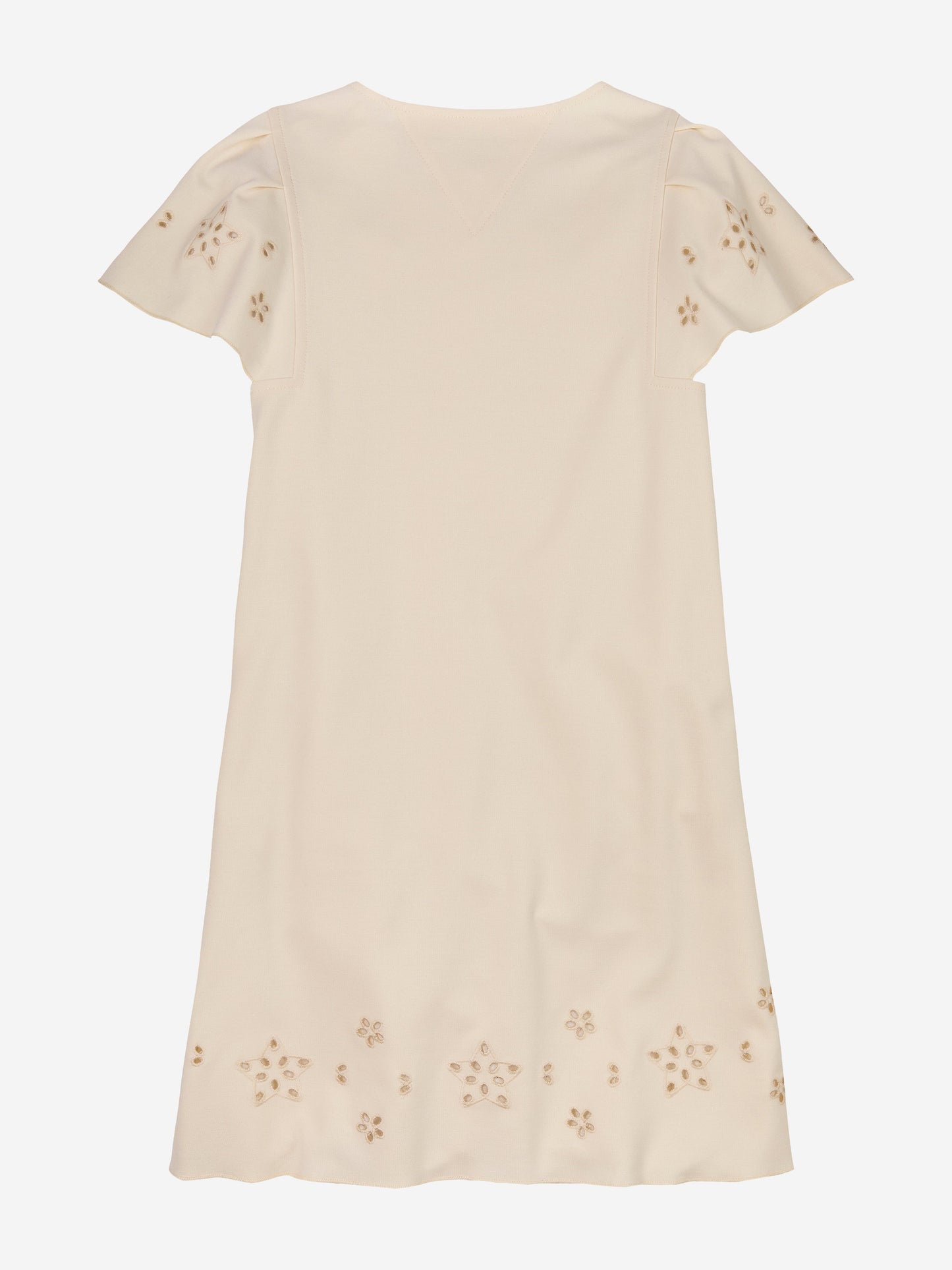 Girls Embroidered Flutter Dress in Ivory