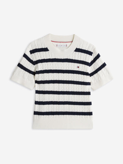 Girls Striped Mini Cable Jumper in Multicolour