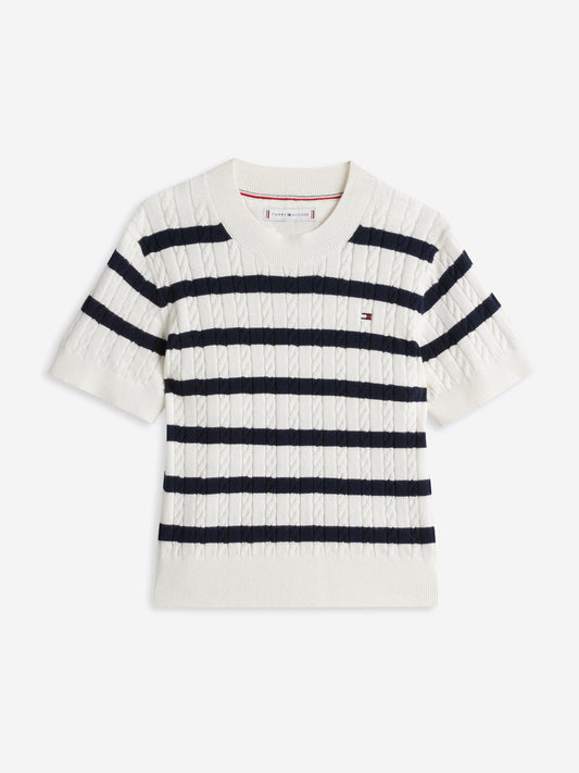 Girls Striped Mini Cable Jumper in Multicolour
