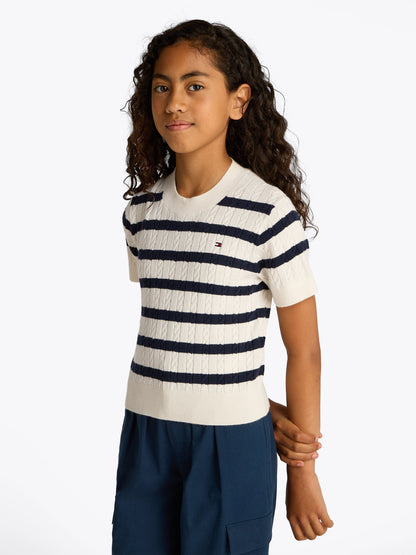 Girls Striped Mini Cable Jumper in Multicolour