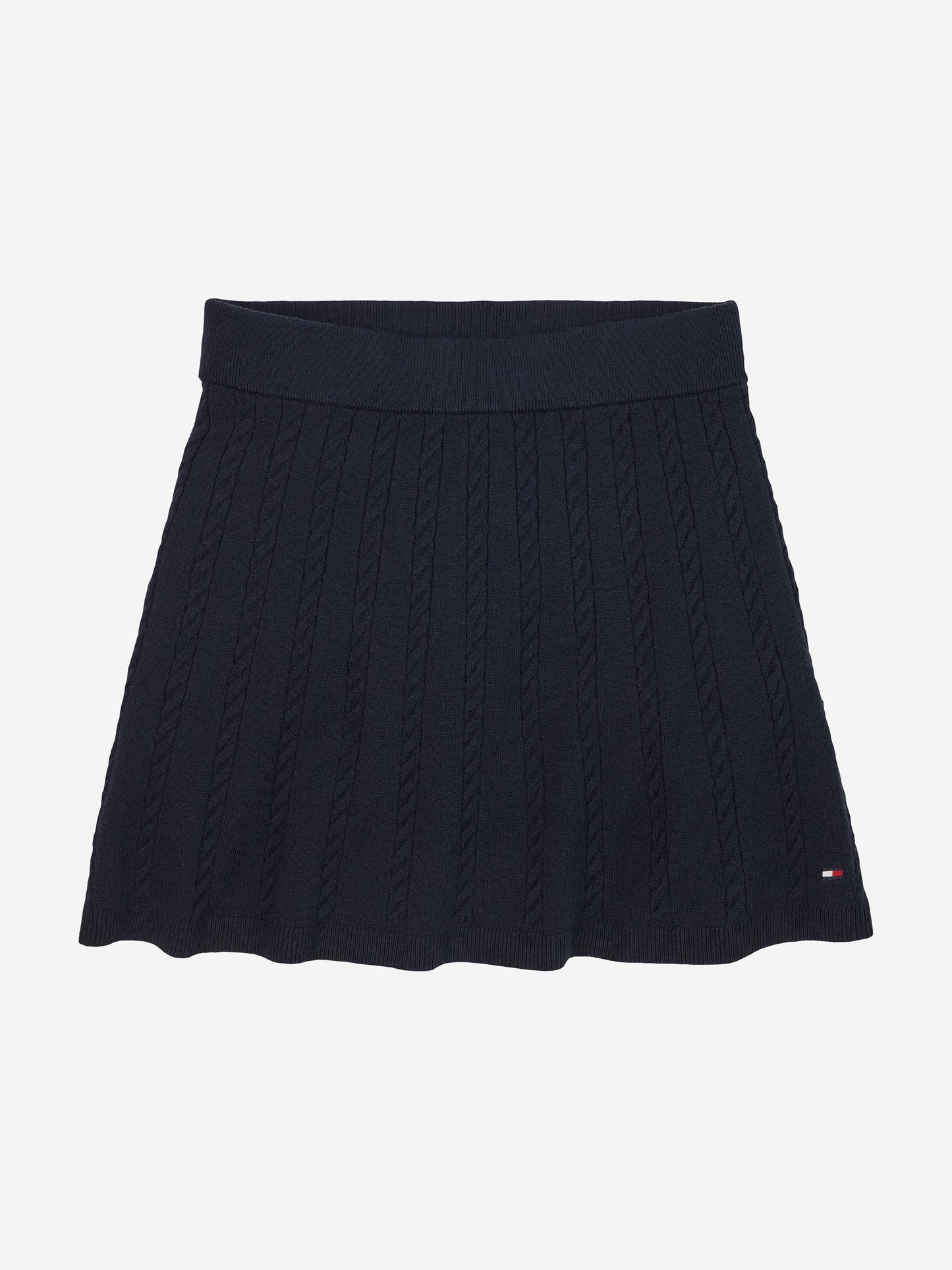 Girls Mini Cable Knit Skirt in Navy