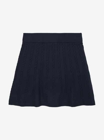 Girls Mini Cable Knit Skirt in Navy