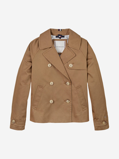 Girls Short Cotton Jacket in Brown