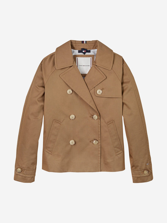 Girls Short Cotton Jacket in Brown