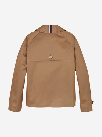Girls Short Cotton Jacket in Brown
