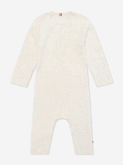 Baby Cable Knit Coverall With Gift Box in Beige