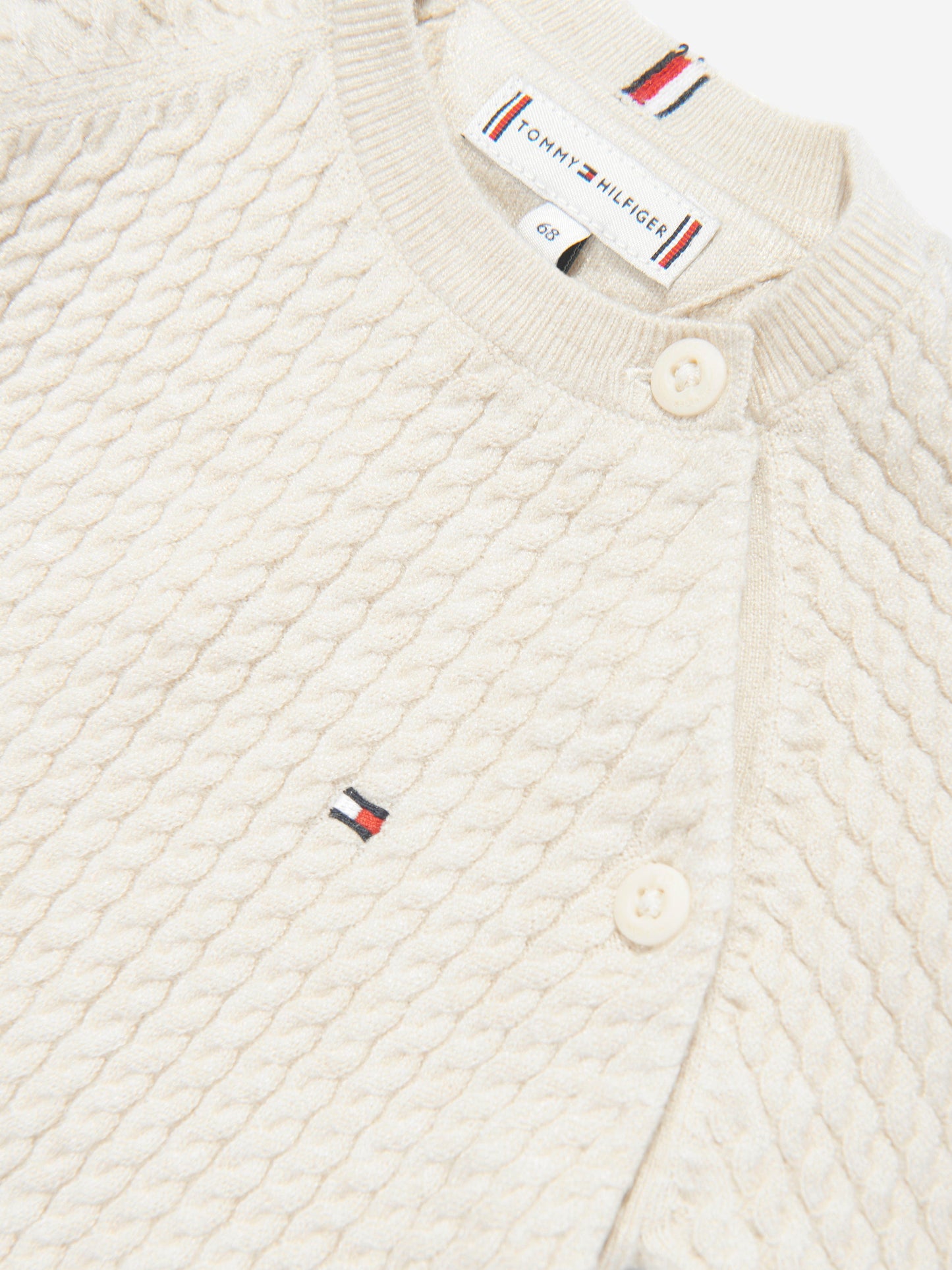 Baby Cable Knit Coverall With Gift Box in Beige