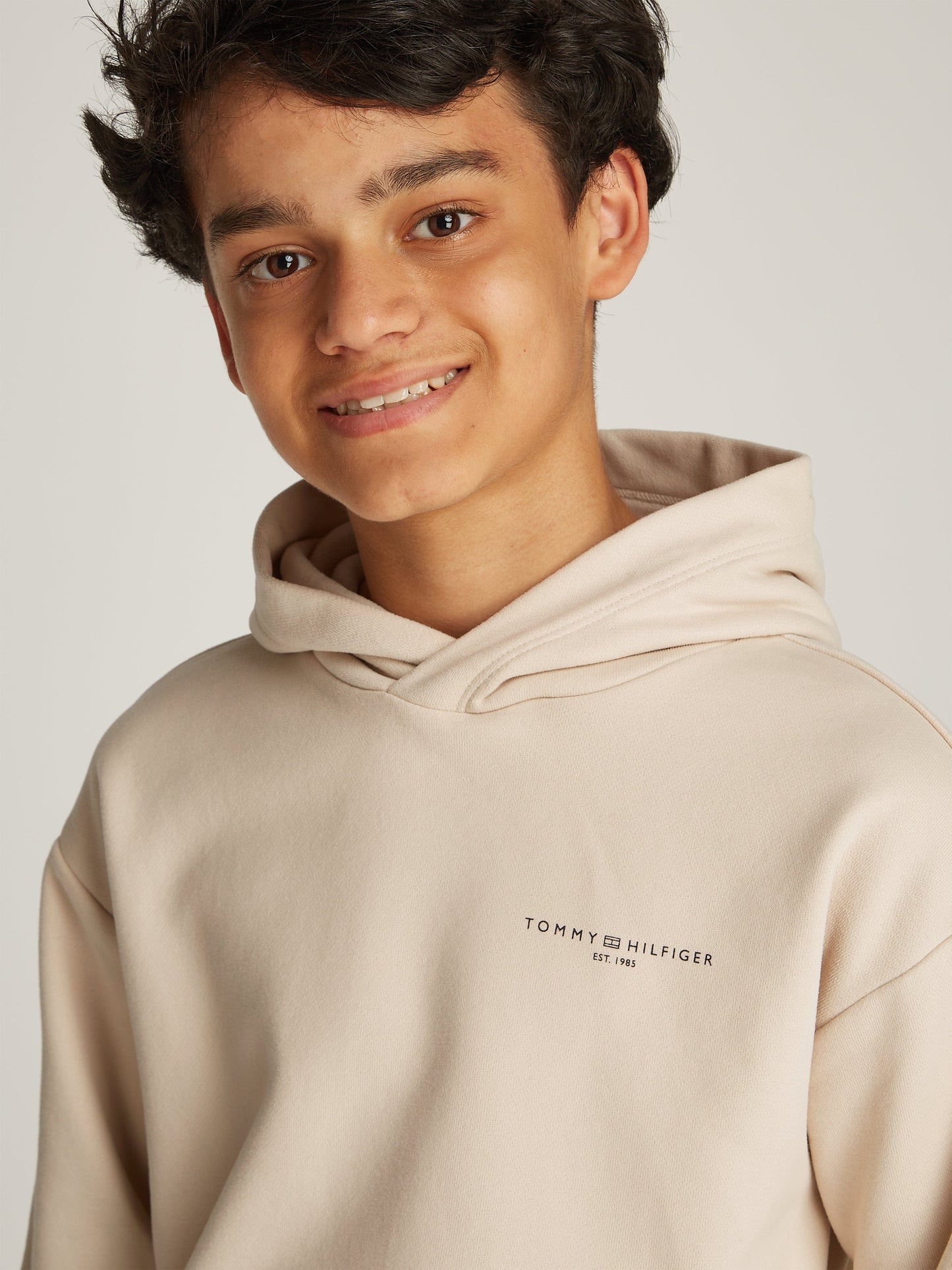 Kids Mini Corp Logo Hoodie in Beige