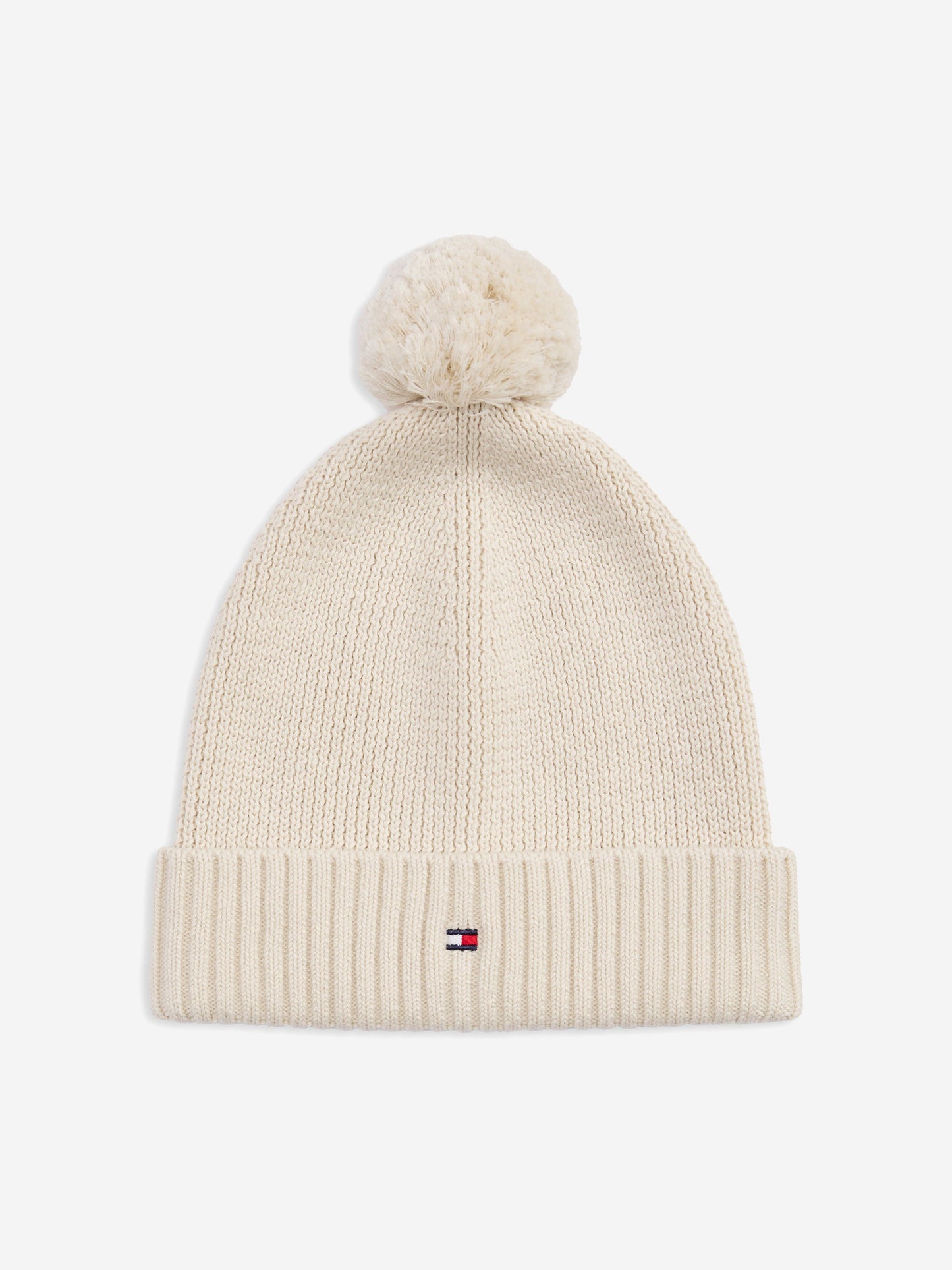 Kids Essential Pom Pom Beanie Hat in Ivory