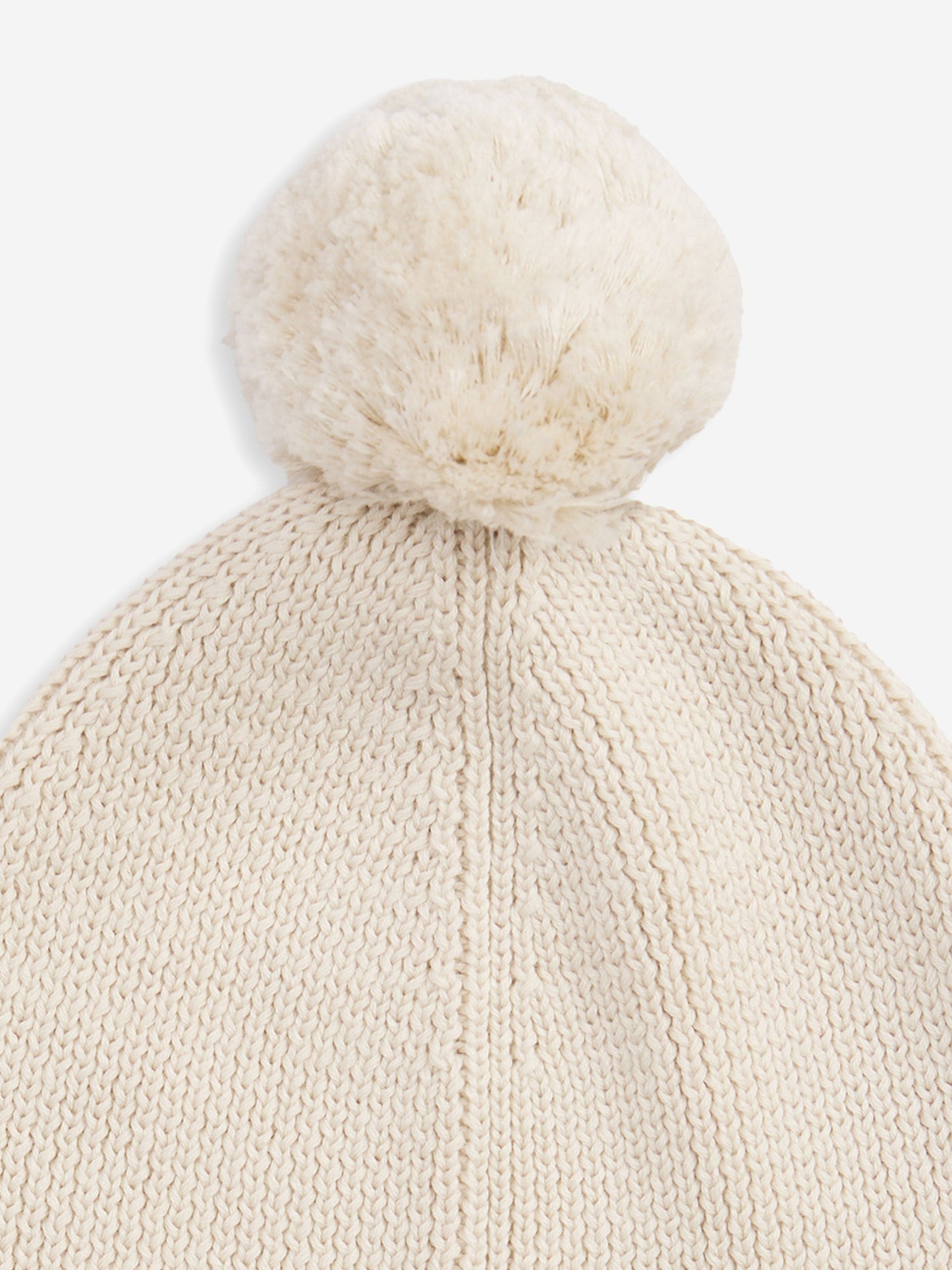Kids Essential Pom Pom Beanie Hat in Ivory