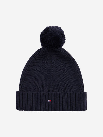 Kids Essential Pom Pom Beanie Hat in Navy