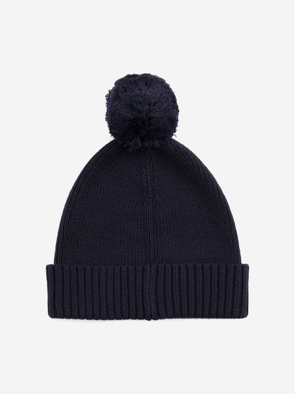 Kids Essential Pom Pom Beanie Hat in Navy
