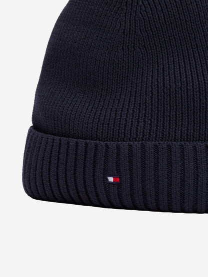 Kids Essential Pom Pom Beanie Hat in Navy