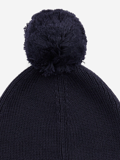 Kids Essential Pom Pom Beanie Hat in Navy