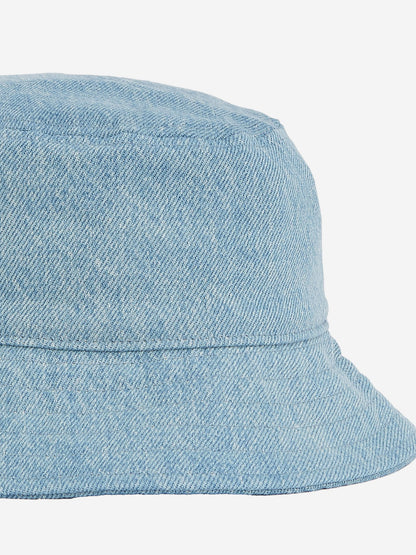 Kids Small Flag Denim Bucket Hat in Blue