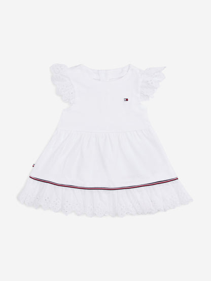 Baby Girls Broderie Anglaise Dress in White