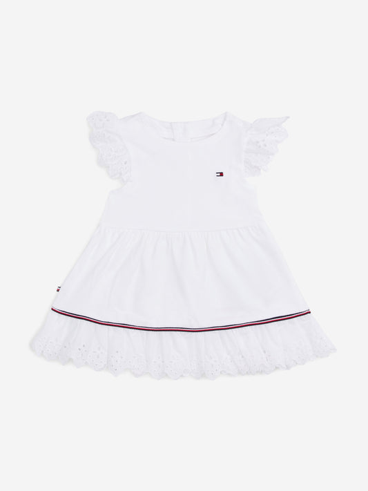 Baby Girls Broderie Anglaise Dress in White
