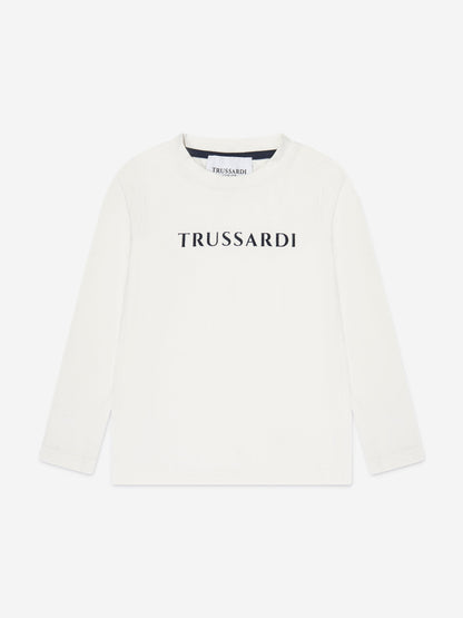 Trussardi 男童 Beid 象牙色长袖 T 恤