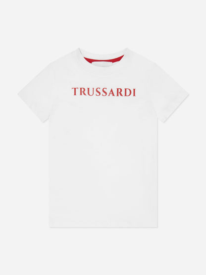 Trussardi Kids Ankis 徽标 T 恤（白色）