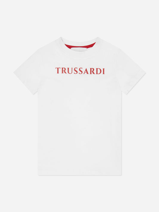 Trussardi Kids Ankis 徽标 T 恤（白色）