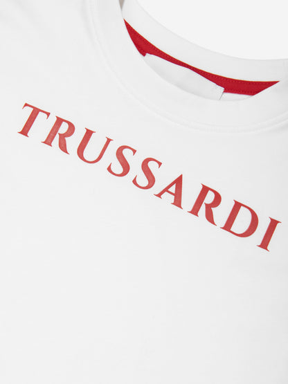 Trussardi Kids Ankis 徽标 T 恤（白色）