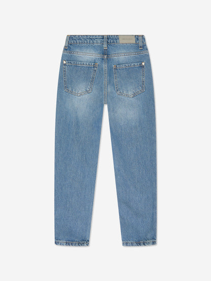 Trussardi 儿童 Duranti 徽标修身蓝色牛仔裤