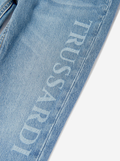 Trussardi 儿童 Duranti 徽标修身蓝色牛仔裤