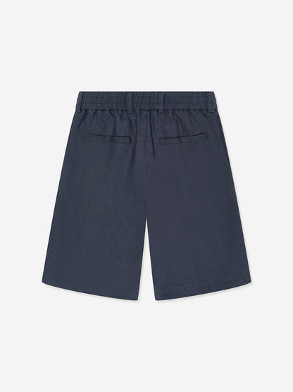 Trussardi 男童 Nauta 蓝色亚麻百慕大短裤