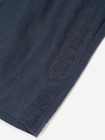Trussardi 男童 Nauta 蓝色亚麻百慕大短裤