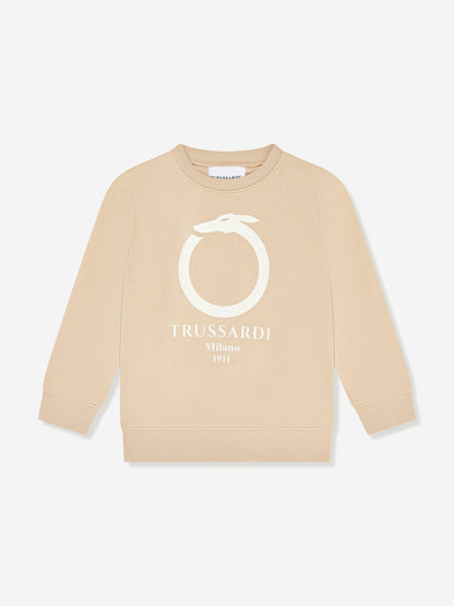 Trussardi Kids Beavi 徽标运动衫（米色）