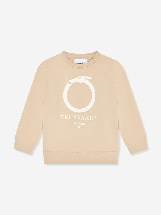 Trussardi Kids Beavi 徽标运动衫（米色）