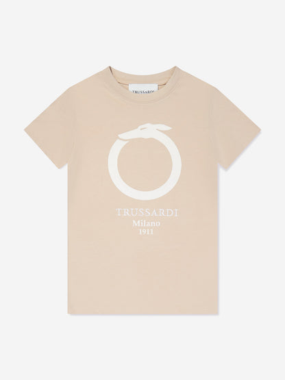 Trussardi Kids Assion Logo T 恤（米色）