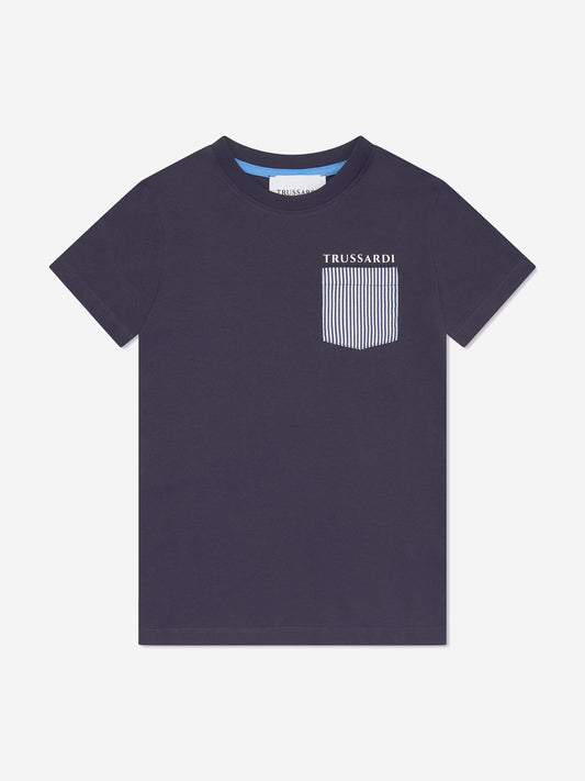 Trussardi Boys Ademilso 口袋 T 恤（海军蓝）