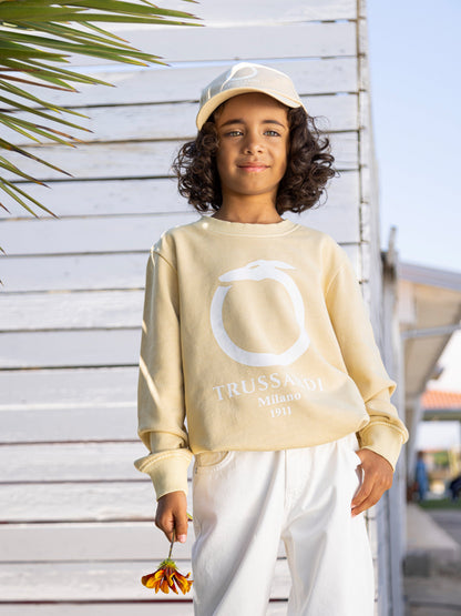 Trussardi Kids Beavi 徽标运动衫（米色）