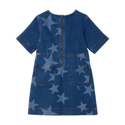 女童蓝色星星牛仔连衣裙