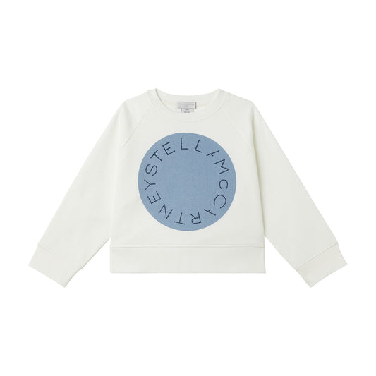 女童白色Logo棉卫衣