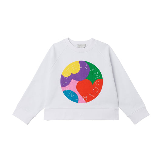 女童白色Logo棉卫衣