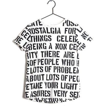 Girls White Printed Cotton T-shirt