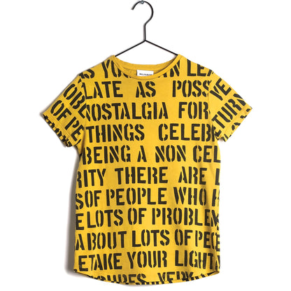Girls Yellow Printed Cotton T-shirt