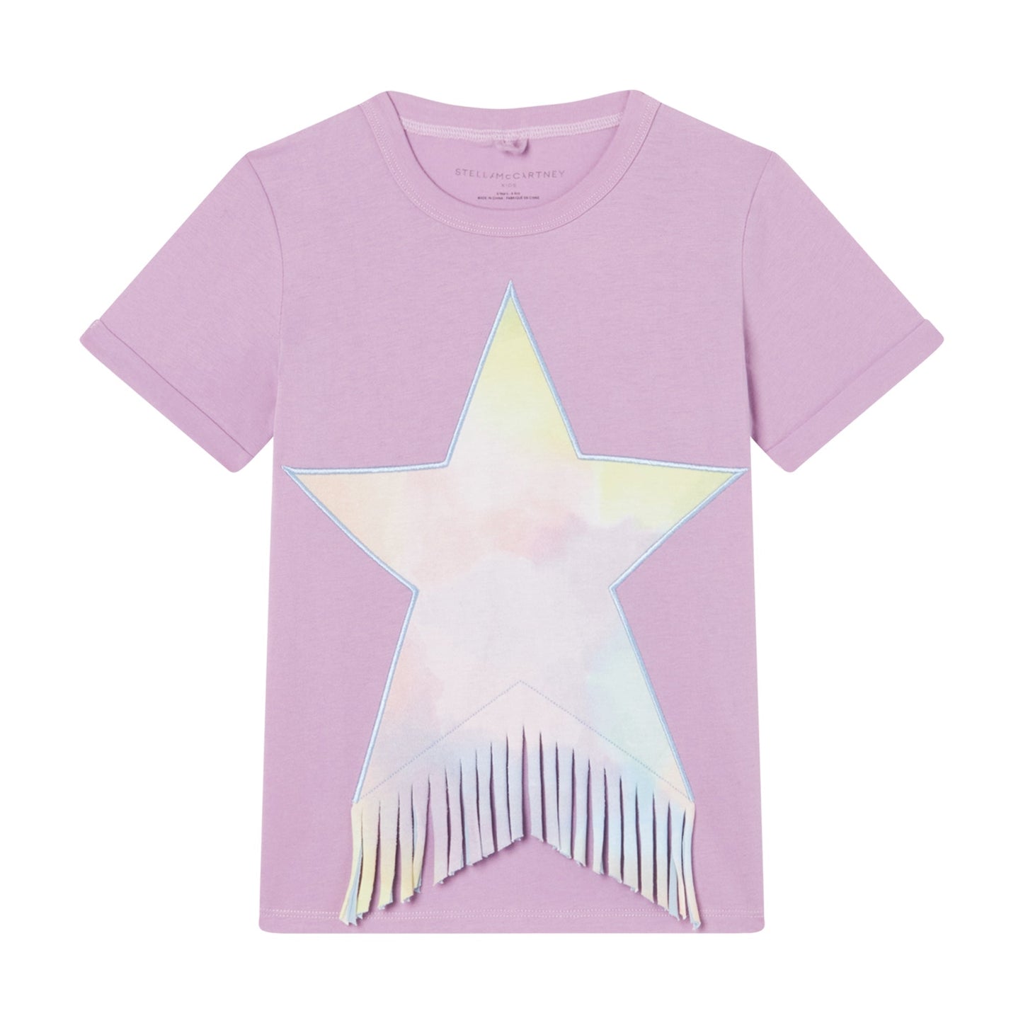 女童丁香紫流苏棉T恤