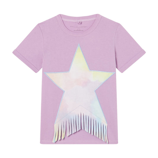 女童丁香紫流苏棉T恤