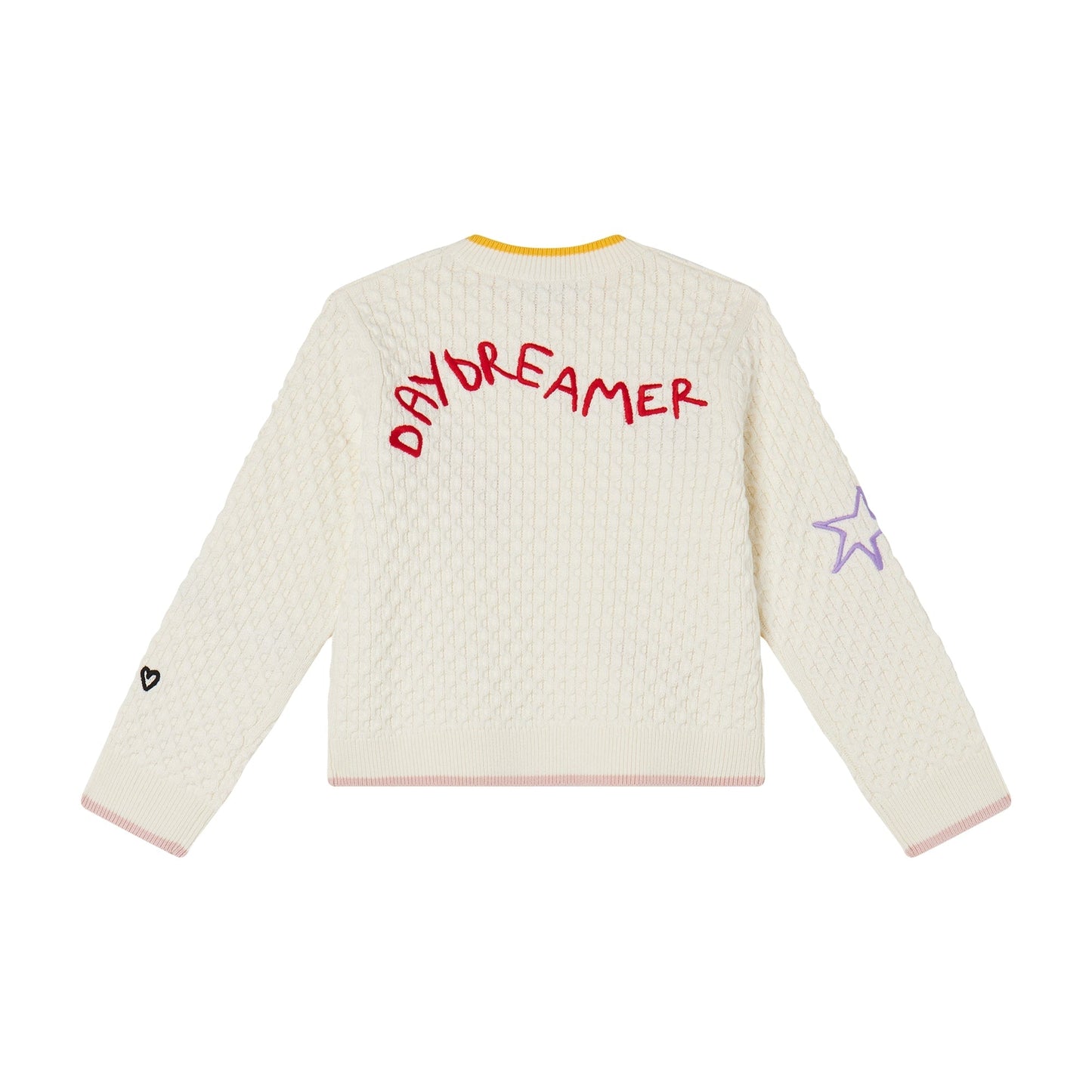 女童白色刺绣毛衣