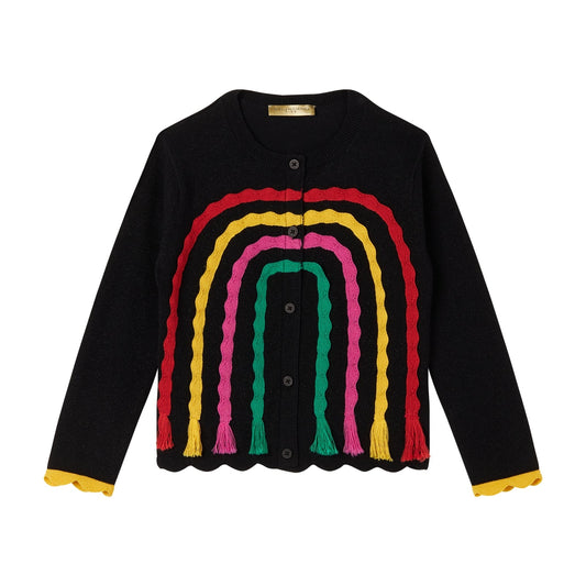 女童黑色流苏针织开衫